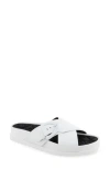 Aerosoles Lago Flatform Slide Sandal In Bright White Leather