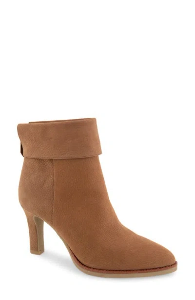 Aerosoles Laia Cuffed Bootie In Camel Pebbled Nubuck