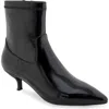 Aerosoles Lasko Kitten Heel Bootie In Black Patent Crinkled Faux
