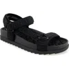 Aerosoles Latoya Flatform Slide Sandal In Black Rouched Elastic Fabric