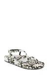Aerosoles Leera Ankle Strap Flat Sandal In White/black Printed Floral