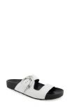 Aerosoles Lemon Flatform Slide Sandal In Bright White Pebbled Leather