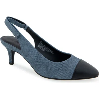 Aerosoles Levi Cap Toe Slingback Pump In Blue Jean Faux Leather