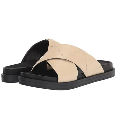 Aerosoles Linney Sandals Beige Leather Crisscross Slip-on Zap750 In Black