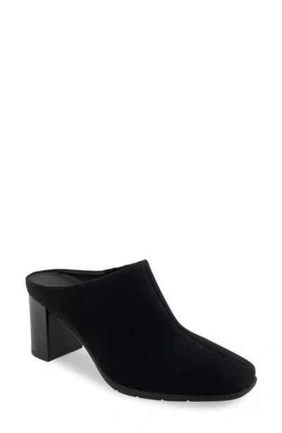 Aerosoles Maddy Square Toe Mule In Black Stretch Gabardine Fabric