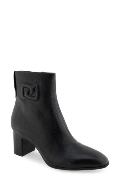 Aerosoles Magnus Logo Bootie In Black Smooth Leather