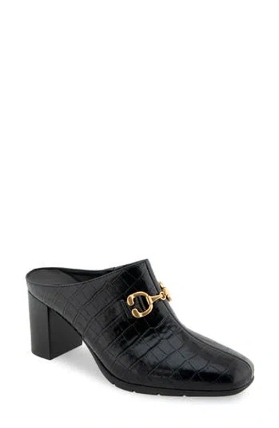Aerosoles Mason Bit Mule In Black Croco Faux Leather