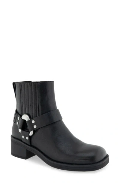 Aerosoles Max Square Toe Bootie In Black Leather