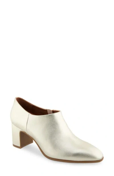 Aerosoles Melina Block Heel Bootie In Gold Metallic Leather