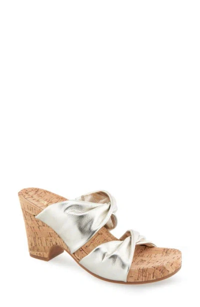 Aerosoles Mercer Twist Strap Sandal In Soft Gold Polyurethane