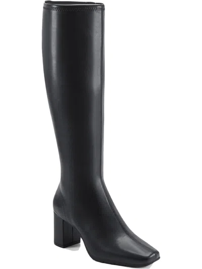 Aerosoles Micah Womens Stretch Block Heel Knee-high Boots In Black - Faux Leather
