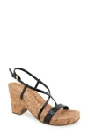 Aerosoles Miles Slingback Sandal In Black Faux Leather,cork