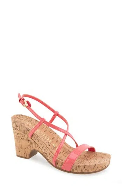 Aerosoles Miles Slingback Sandal In Coral Patent Faux Leather,cork