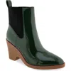 Aerosoles Mylo Wedge Bootie In Fir Green Crinkle Patent