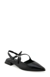 Aerosoles Napoli Pointed Toe Slingback Flat In Black Shiny Leather
