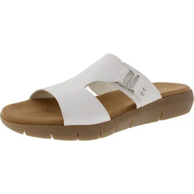 Aerosoles Newwip Womens Padded Insole Manmade Slide Sandals In White