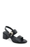 Aerosoles Nova Block Heel Sandal In Black Leather