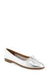 Aerosoles Novia Ballet Flat In Silver Metallic Leather