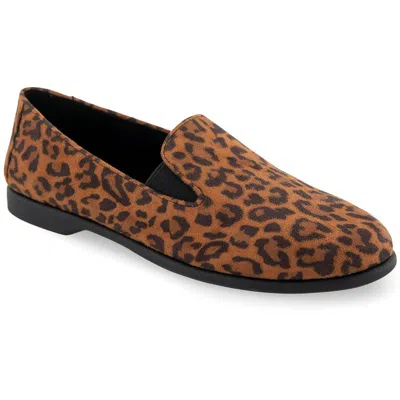 Aerosoles Nuit Womens Animal Print Faux Suede Loafers In Multi
