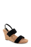 Aerosoles Women's Phoenix Peep Toe Wedge Sandals In Black Combo Elastic