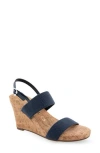 Aerosoles Women's Paxton Buckle Strap Wedge Sandals In Navy Combo