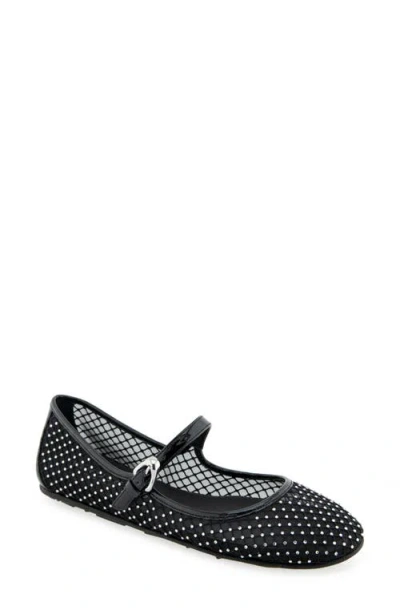 Aerosoles Peggy Mary Jane Mesh Flat In Crystal/black Mesh