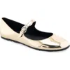 Aerosoles Perry Mary Jane Flat In Gold Smooth Faux Leather