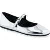 Aerosoles Women's Perry Mary Jane Flat In Silver Mirror Metallic