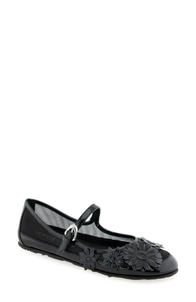 Aerosoles Petal Mary Jane Mesh Flat In Black Mesh Fabric