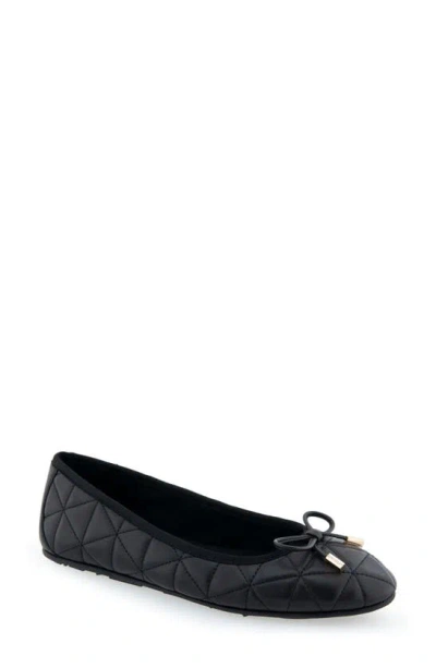 Aerosoles Pia Ballet Flat In Black Quilted Denim