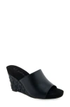 Aerosoles Women's Pierce Open Toe Wedge Sandals In Black Pu