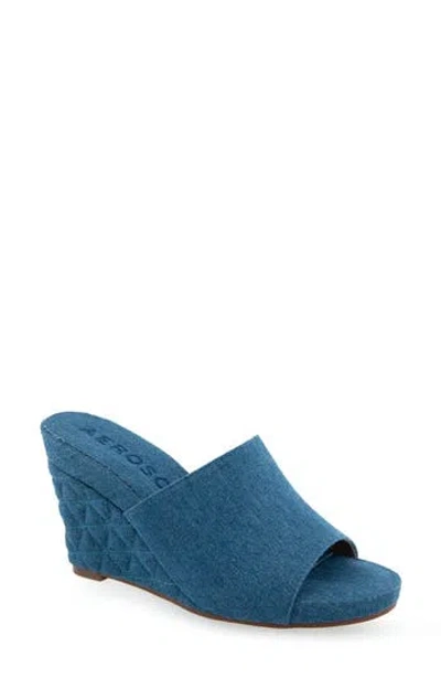 Aerosoles Pierce Quilted Wedge Sandal In Denim W/denim Quilted Heel