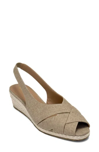 Aerosoles Roberta Linen Slingback Espadrille Wedge Sandal In Brown