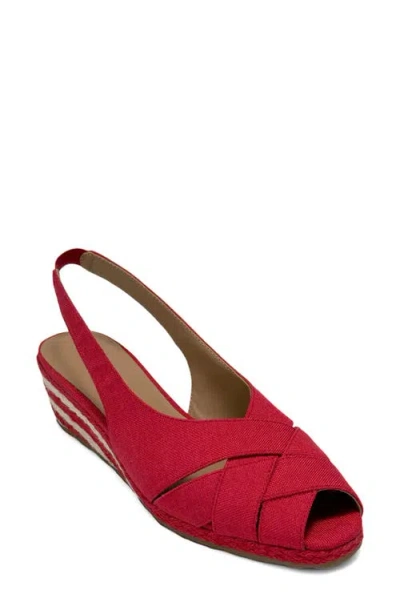 Aerosoles Roberta Linen Slingback Espadrille Wedge Sandal In Red