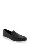 Aerosoles Sienna Penny Loafer In Black Pebbled Leather/white