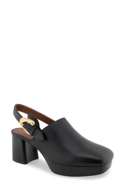 Aerosoles Sumari Slingback Platform Clog In Black Leather