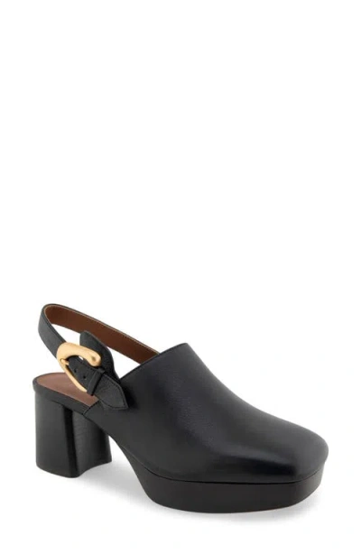 Aerosoles Sumari Slingback Platform Clog In Black Leather