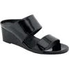 Aerosoles Wheeler Womens Snake Print Manmade Wedge Sandals In Black