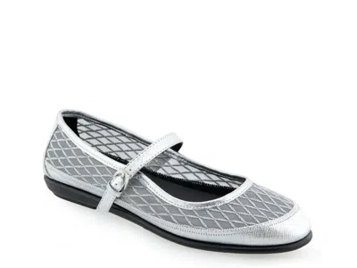 Aerosoles Wide Width Baylee Mary Jane Flat In Silver