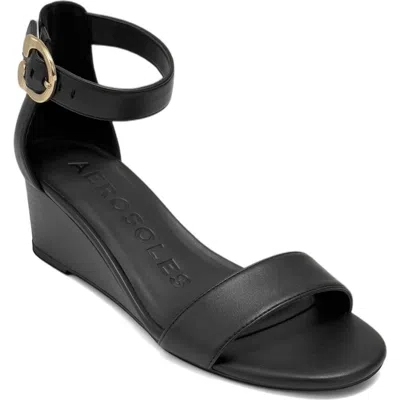 Aerosoles Willis Wedge Heel Sandal In Black