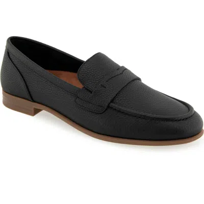 Aerosoles Winona Loafer In Black Pebbled Leather
