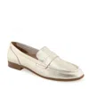 Aerosoles Winona Loafer In Gold Metallic Pebbled Leather