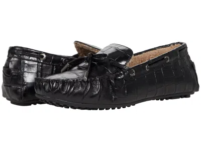 Aerosoles Winter Boater Moccasin Women Black Faux Shearling Shoes Jobb201