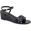 Aerosoles Witt Wedge Sandal In Black Patent Faux Leather