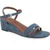 Aerosoles Witt Wedge Sandal In Blue Denim Textured Faux Leather