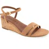 Aerosoles Women's Witt Round Toe Wedge Sandals In Tan Faux Suede
