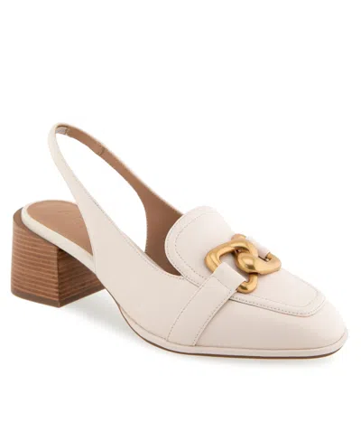 Aerosoles Women's Allure Almond Toe Slingback Heels In Eggnog Leather