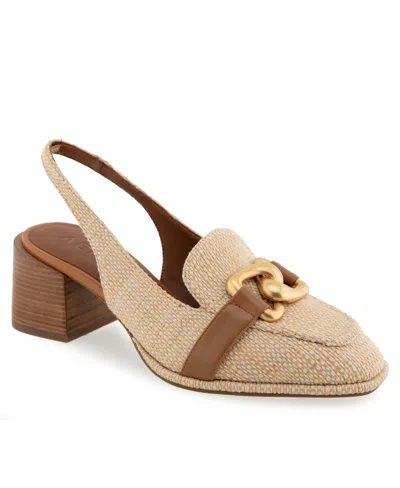 Aerosoles Women's Allure Almond Toe Slingback Heels In Natural Raffia