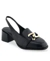Aerosoles Allure Womens Chain Leather Block Heels In Black Leather