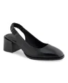 Aerosoles Women's Altona Slingback Block Heel Pumps In Black Shiny Smooth Leather